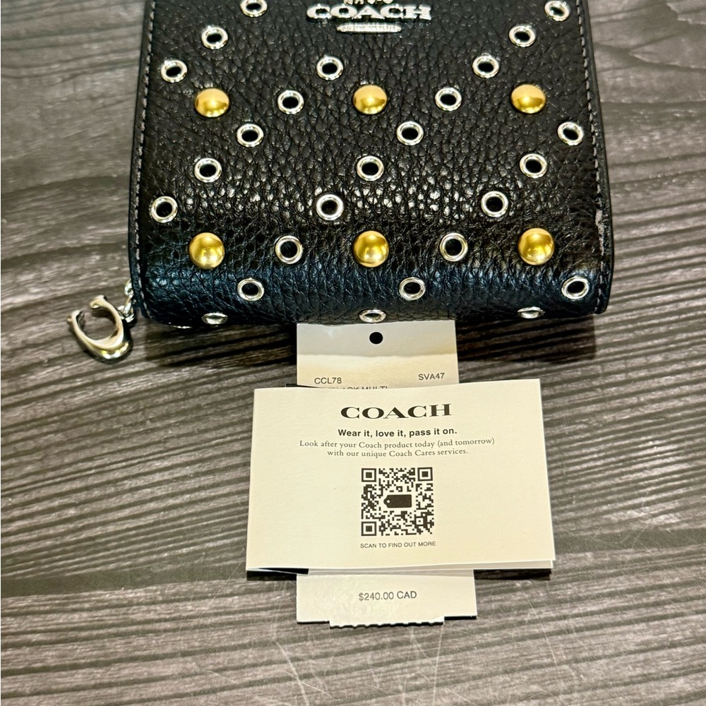 Coach Snap Wallet with Rivets Black CCL78